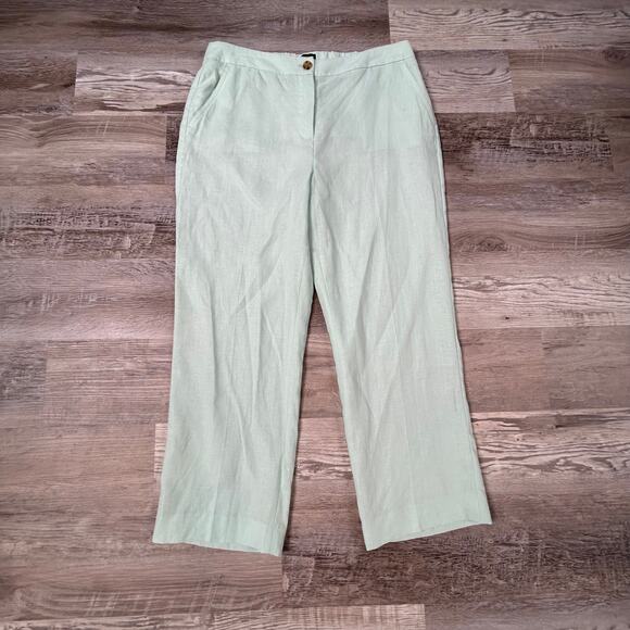 NWT Talbots Linen Pants Mint Green Straight Leg High Rise Summer 10 - Picture 1 of 6